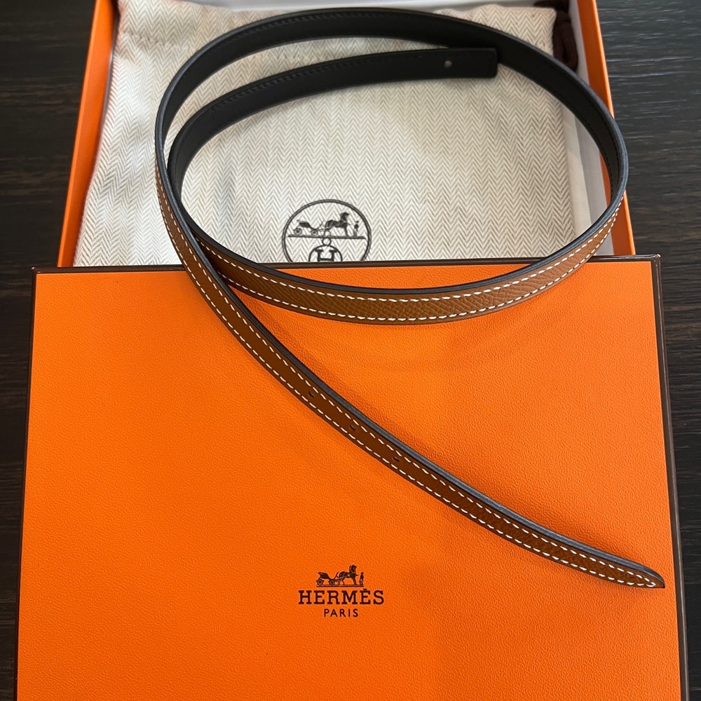 Hermes Belt Leather Strap reversible (no buckle) 75CM epson gold noir swift NIB